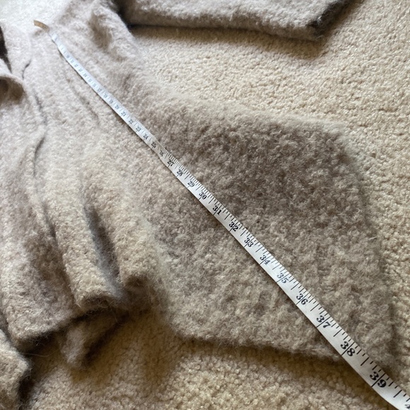 Classic Alpaca Clothing Tan-Beige Open Front Draped Cardigan Wool Lagenlook M - Picture 14 of 17